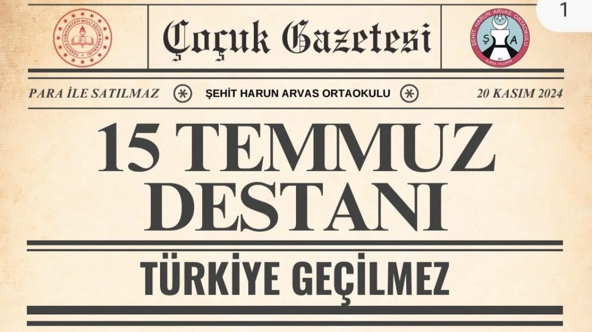 15 Temmuz Çocuk Gazetesi Özel Sayısı